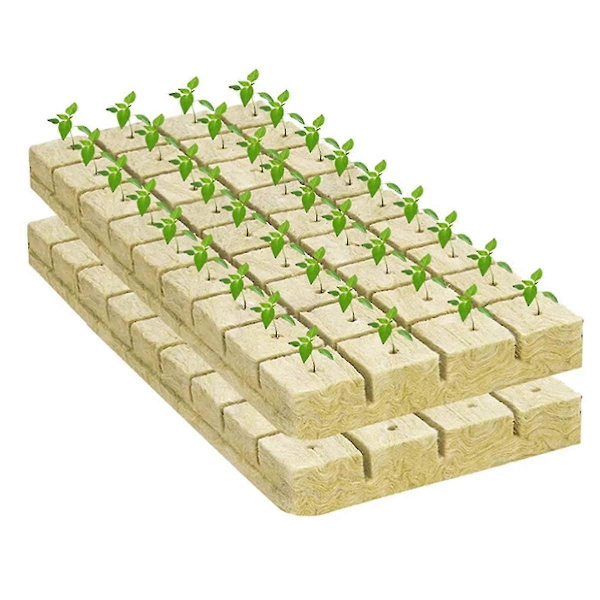 50Pcs Stonewool Hydroponic Grow Media Cubes Plant Cubes Soilless Substrate Seeded Rock Wool Plug Se