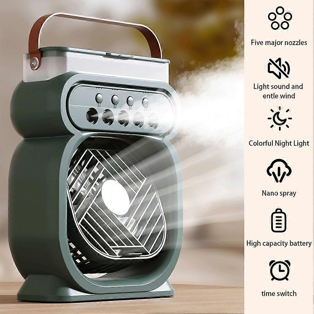 Portable Air Conditioner Misting Fan Mini Evaporative Air Cooler for Home, Office & Bedroom, 7-Color LED & 360° Cooling, USB Rechargeable