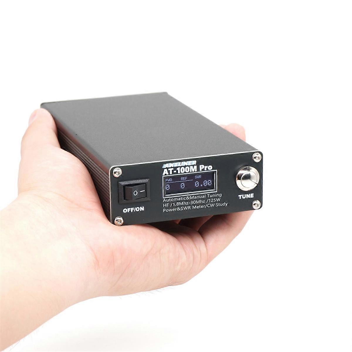 AT100M Pro Antenna Tuner 1.8Mhz-30Mhz 100W Suport Cod Morse Exercițier Contor de undă staționară Contor de putere pentru radio HF