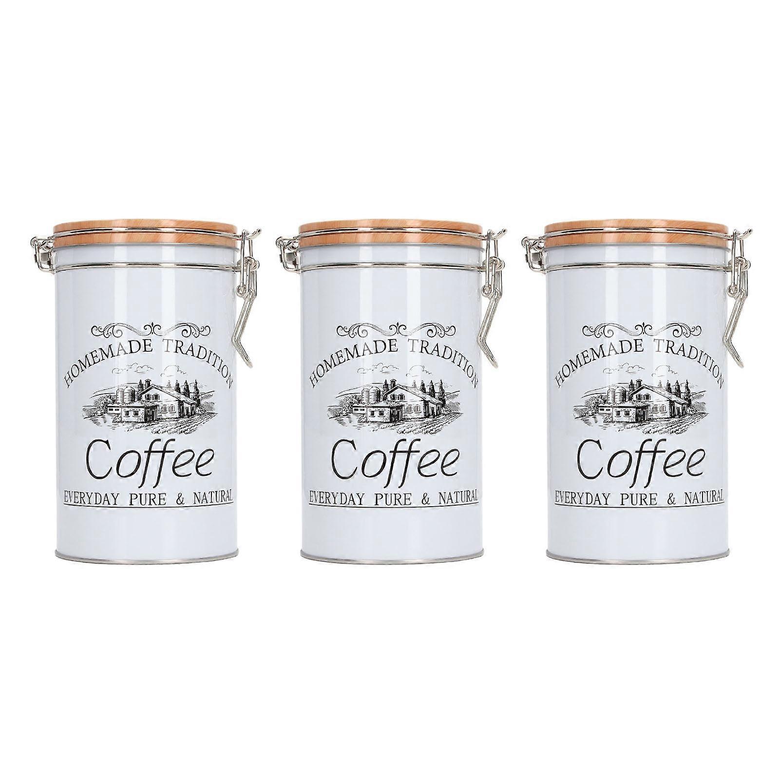 3 יחידות צנצנת אחסון ברזל יצוק אטום קיבולת גדולה מטבח מזון מיכל תה קפה סוכר פולי תבלינים