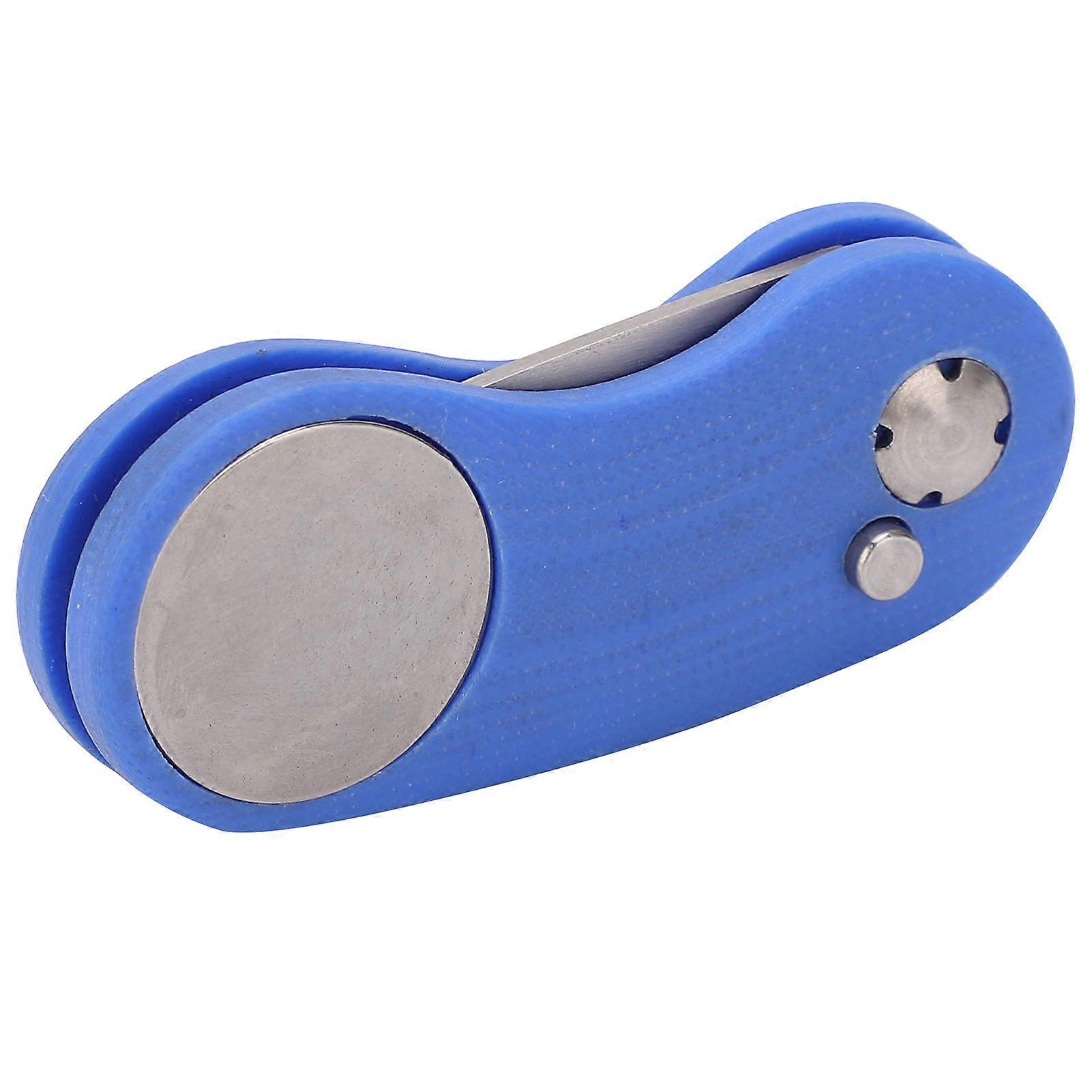 Stainless Steel Foldable Golf Divot Repair Tool G10 Handle Automatic Spring FittingsBlue