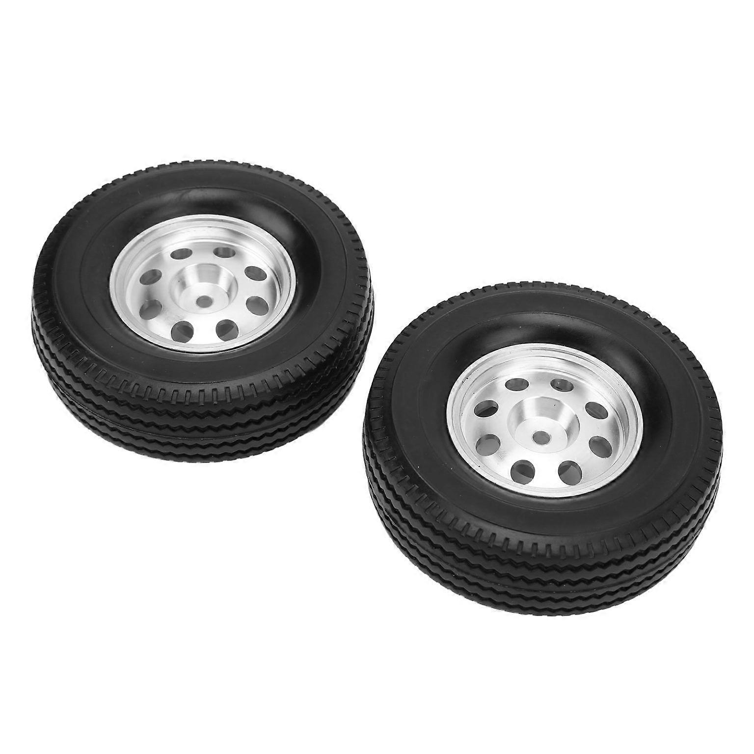 CNC Metal Wheel Rims and Rubber Tires Kit - 2PCS Set