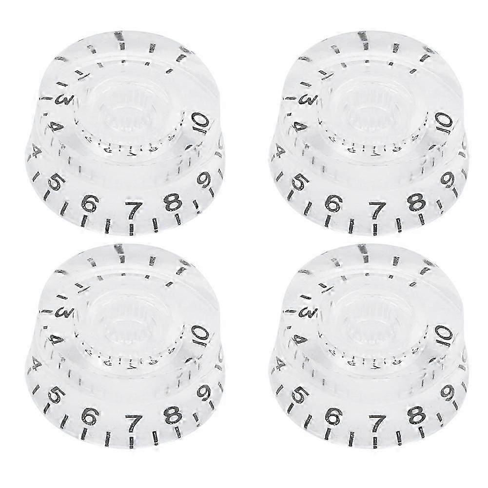 4 st akryl basknoppar elgitarr volymkontroll potentiometer hatt gitarrtillbehör svart på transparent