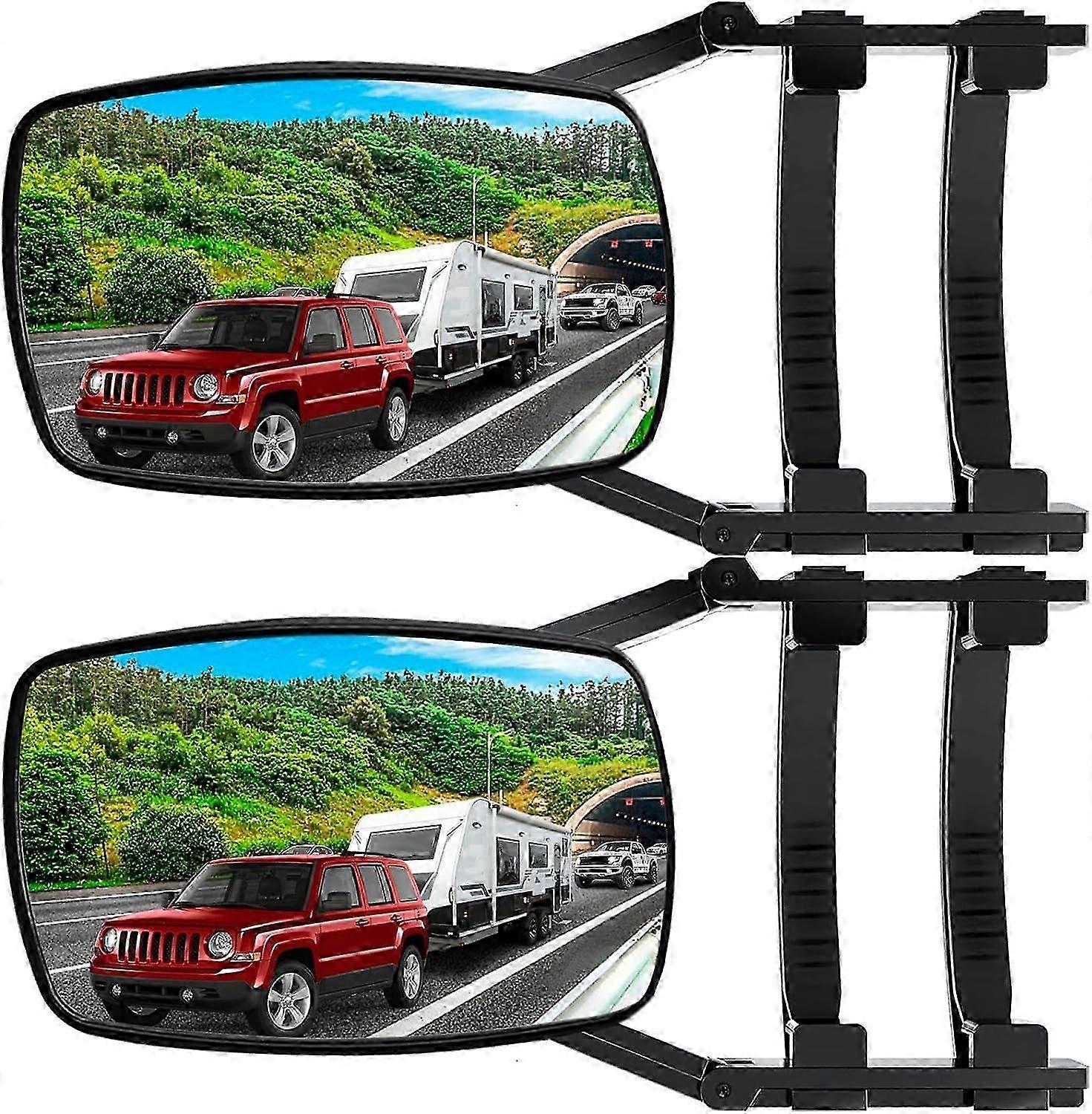 Mirror Extenders for Towing - Clamp-On Towing Mirror, Universal Tow Mirrors, 360 Degree Rotation Adjustable Towing Mirrors for Vehicle Car Truck Trail