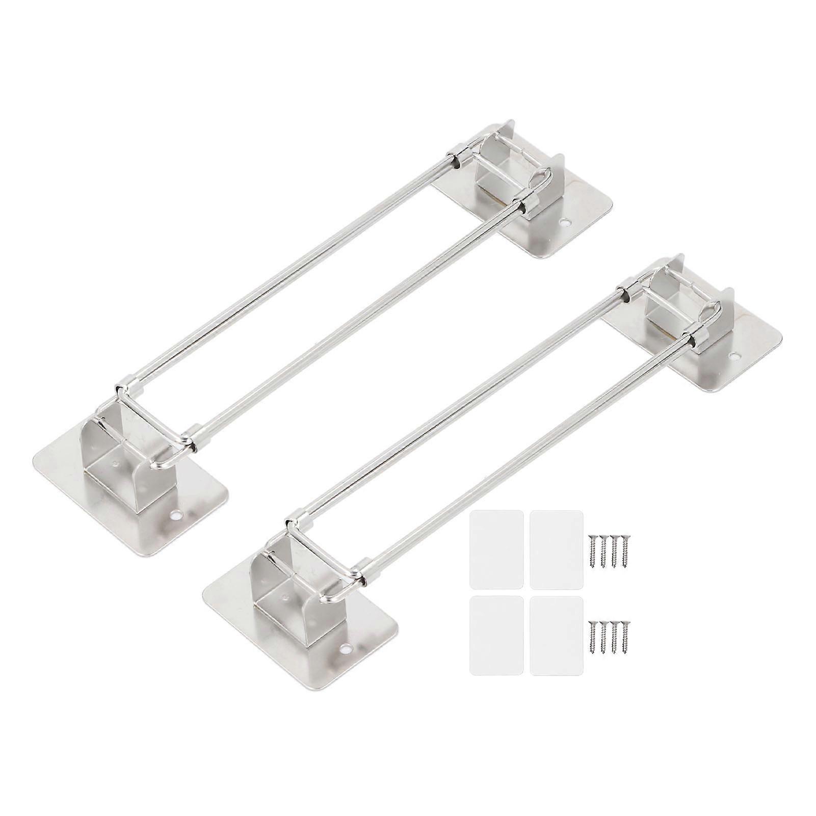 2Pcs RV Shower Corner Storage Bar Adjustable Shelf Guard Stainless Steel Rod 7-13in Stretchable Bathroom Organization