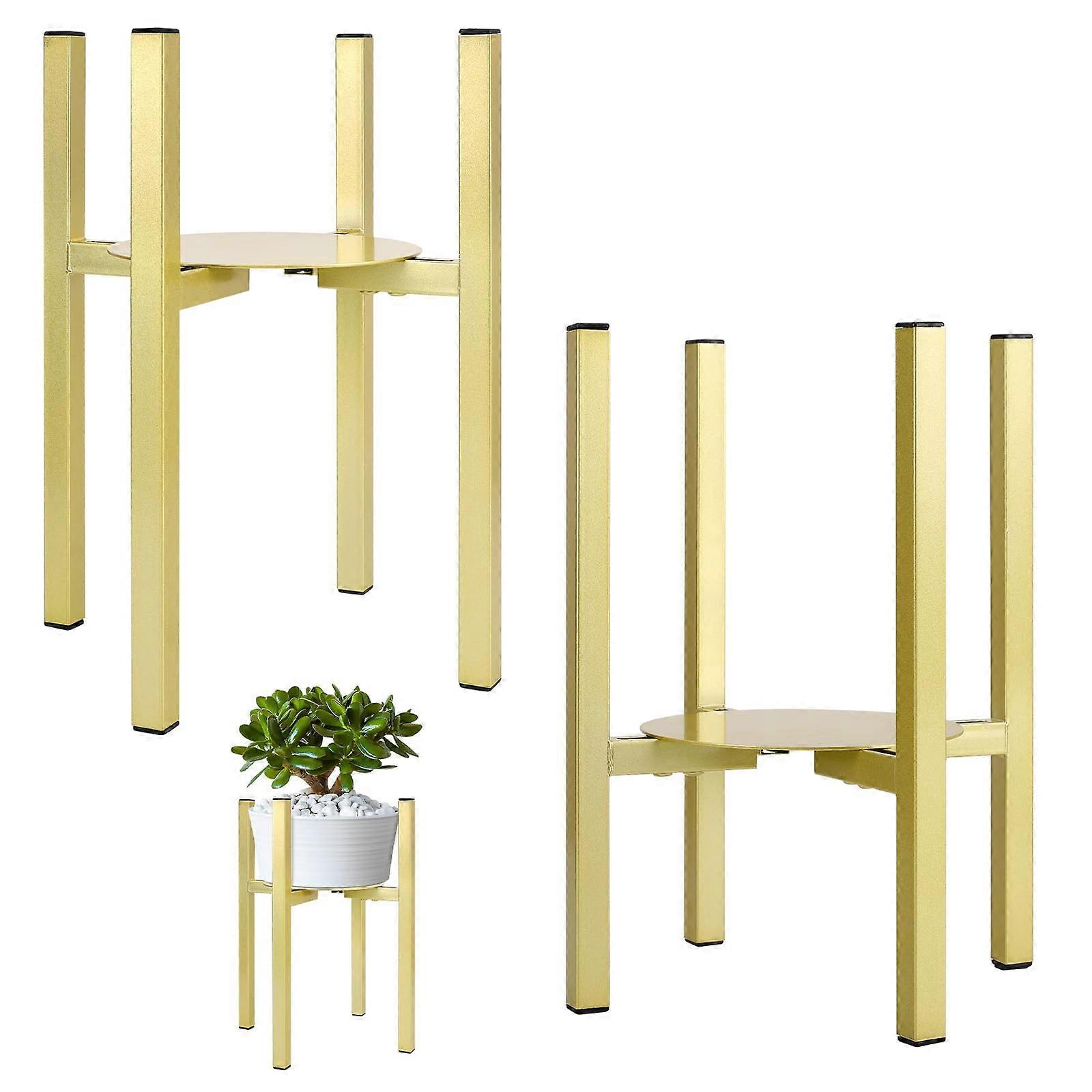 2 Pack Adjustable Metal Large Potted Plant Stand Holder with Adjustable Width for Indoor Display Fits 8-12inch