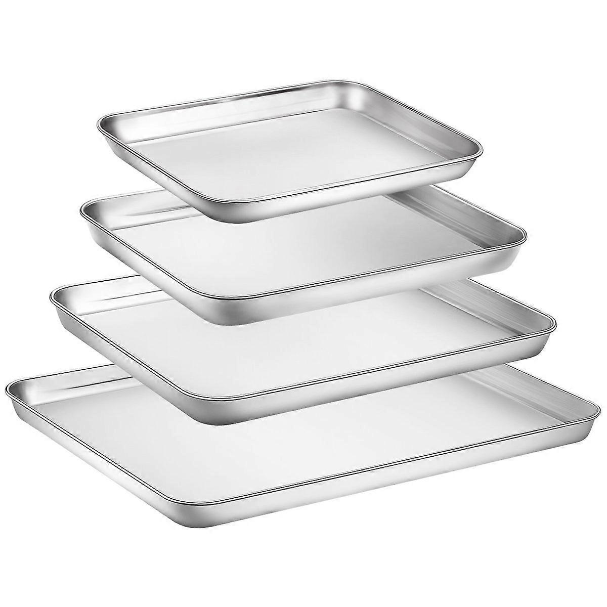 4 Pieces Stainless Steel Cookie Sheets for Baking in Toaster Oven