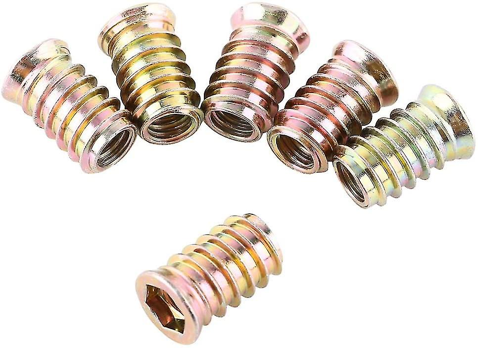 Qty 10 M6 13mm Wood Timber Threaded Flange Inserts Zinc Steel Alloy Insert Nut