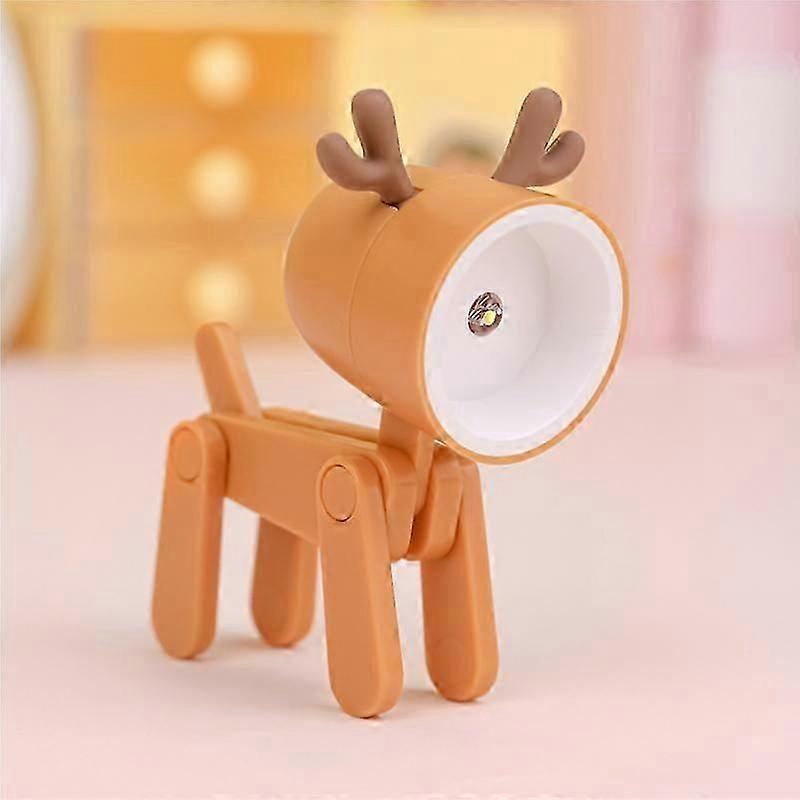 LED Night Light for Study, Cartoon Dog and Deer Shape Portable Table Lamp with Folding Bracket