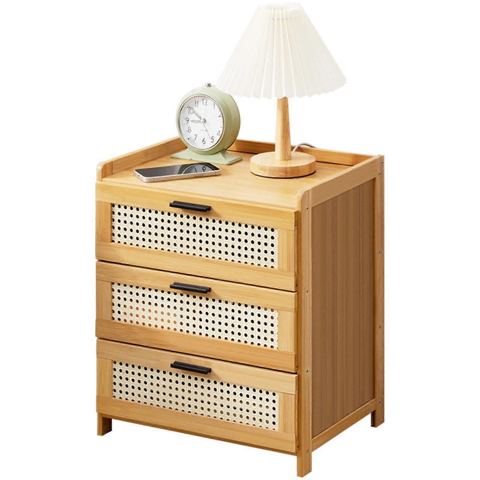 Bedroom Bedside Table - Simple Wooden Small Storage Cabinet in White, Modern Design, 2 Drawers, Compact Size