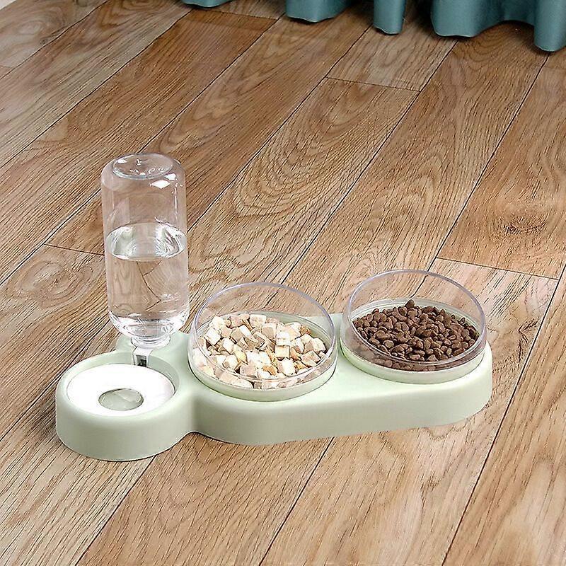 Double Raised Cat Bowl, 15 Tilt Anti-Vomiting Cat Bowl 3-in-1 Automatic Water Storage Pet Bowl, Available for Cats and Puppies