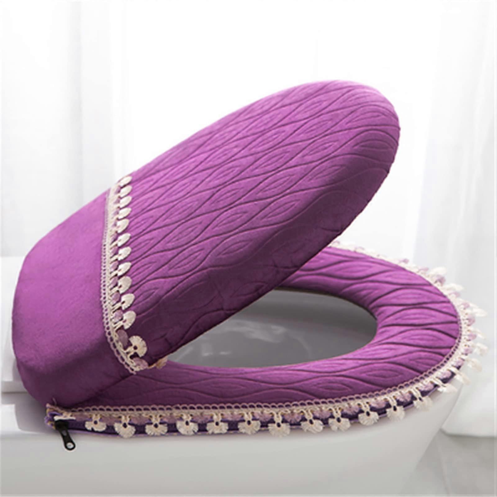 Toilet Seat Cover with Handle Soft Warm Washable Toilet Cushion for Bathroom Accessories, A10 Model, Comfortable Design