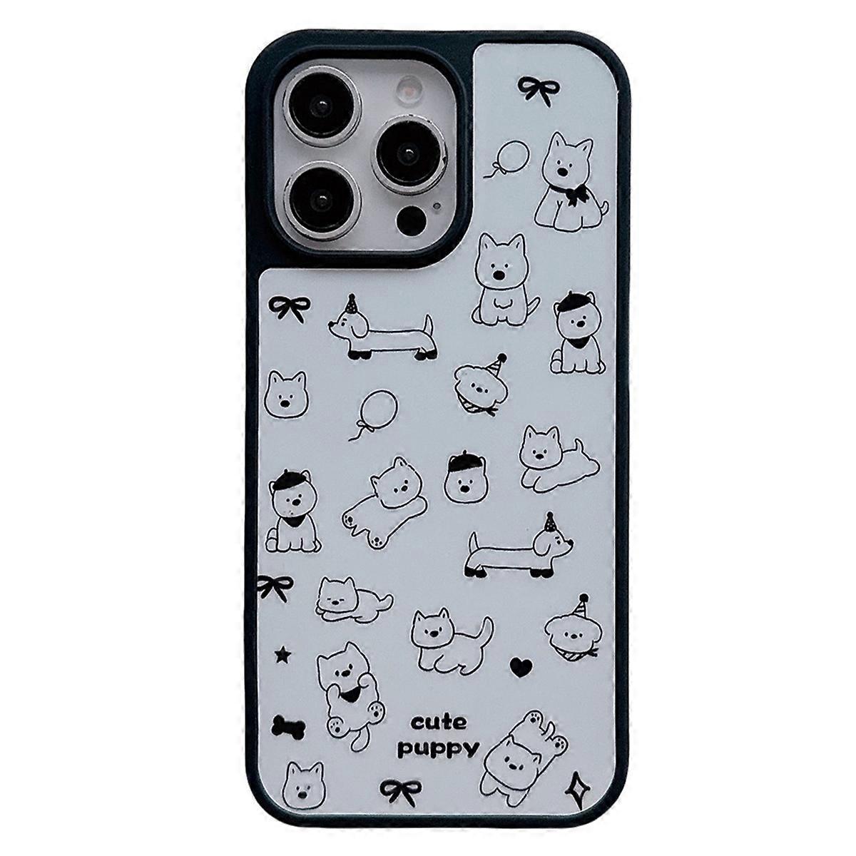 For iPhone 16 Pro Max Case Cute Simple Pattern Shockproof Acrylic Phone Cover