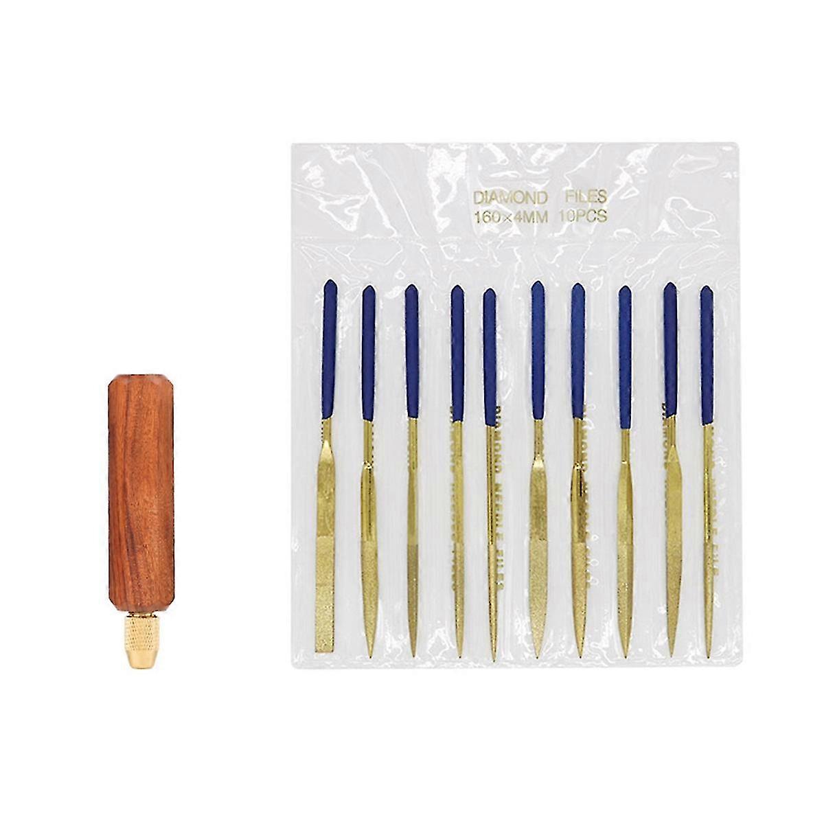 Solid Wooden Handle Acid Branch Wood Handle with 10Pc File