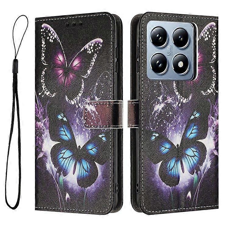 For Xiaomi 14T Pro Case Pattern Printing PU Leather Wallet Phone Cover with Lanyard