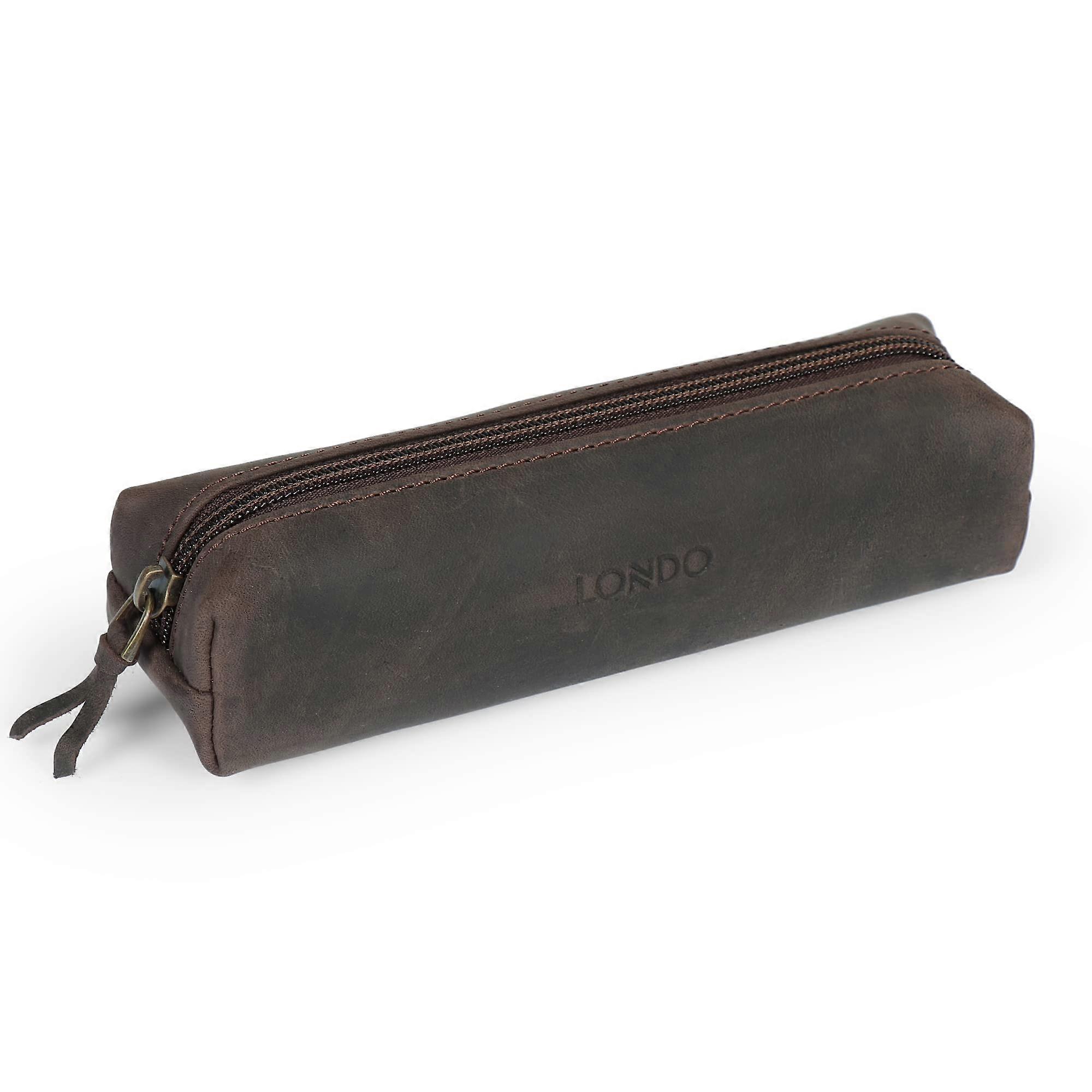 Leather Zipper Pen, Pencil  Cosmetic Case