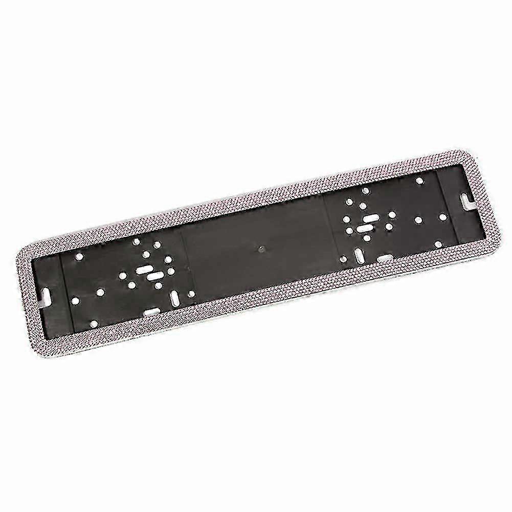Custom Handcrafted Stainless Steel Front and Rear License Plate Frames with Shiny Glitter Crystal and Diamond Accents for License Number Display