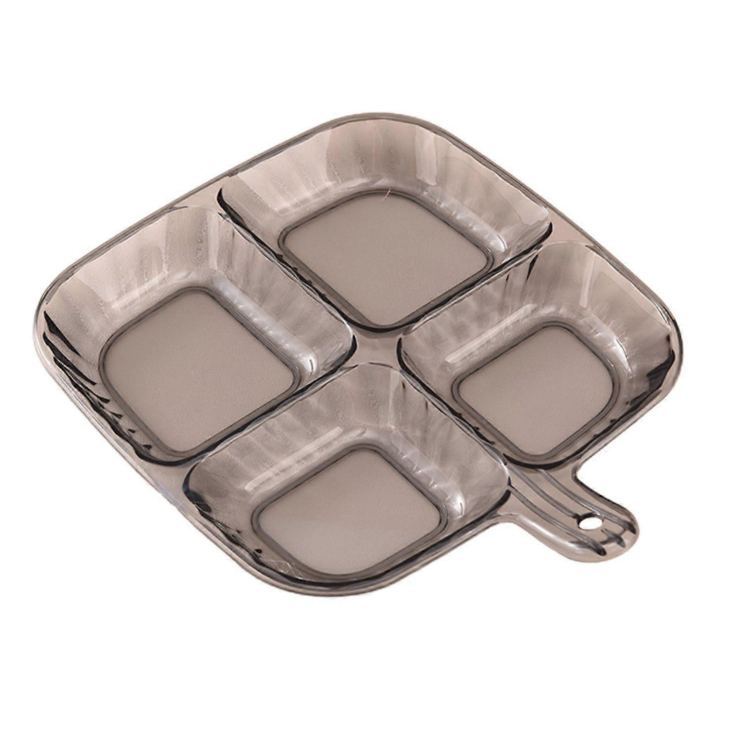 Reusable Divided Plastic Plates - Lightweight Portion Control Cutlery With Handles Translucent Easy To Clean