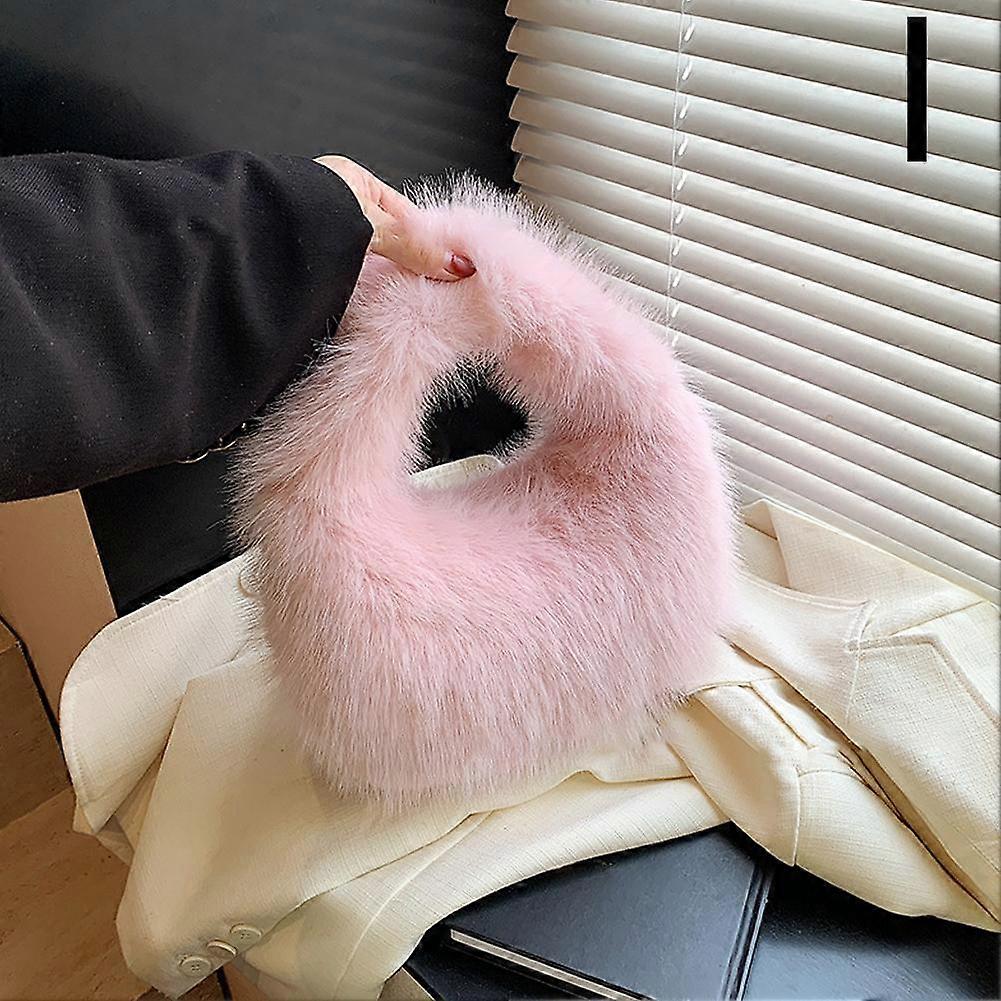 Pink (I) $ New autumn and winter furry imitation fox fur bag Korean version of all-match hand-held plush dumpling bag