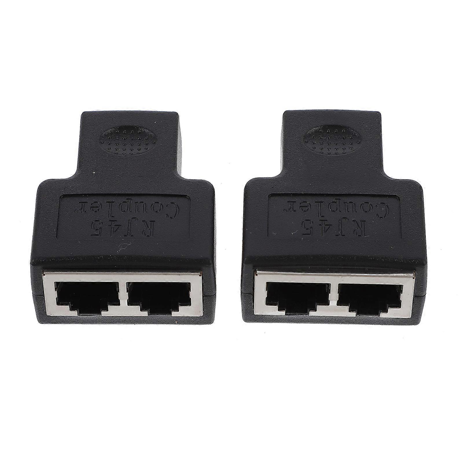 Splitter Connector for Home Black PC Material Converts Single Outlet to Two Sockets 2pcs