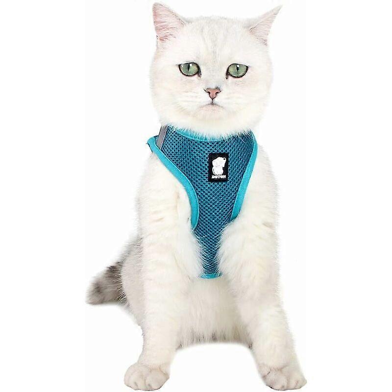 Cat Harness - Adjustable Kitten Harness Cat Harness and Leash Set Pet Waterproof Reflective Breathable Soft Mesh (XS - Turquoise)