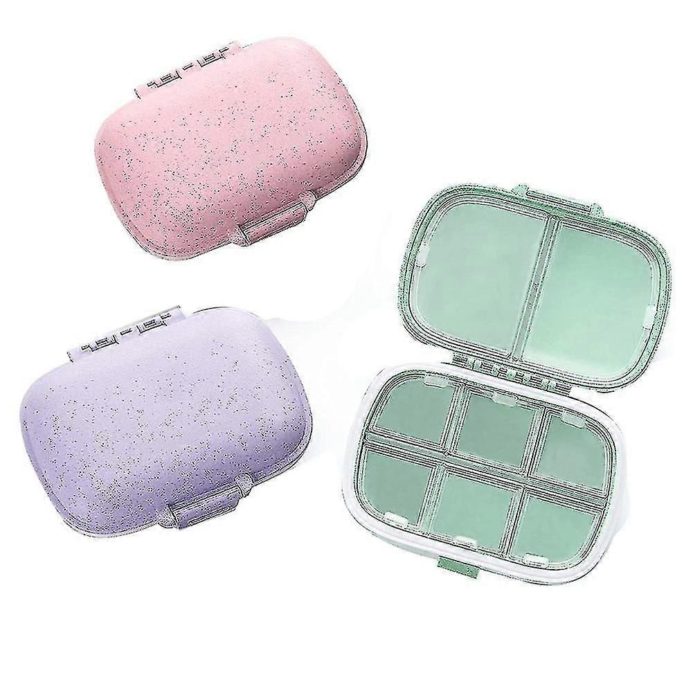 3 Pack 8 Compartments Travel Pill Organizer for Daily Use, Moisture Proof Portable Pill Case Container for Pocket Purse