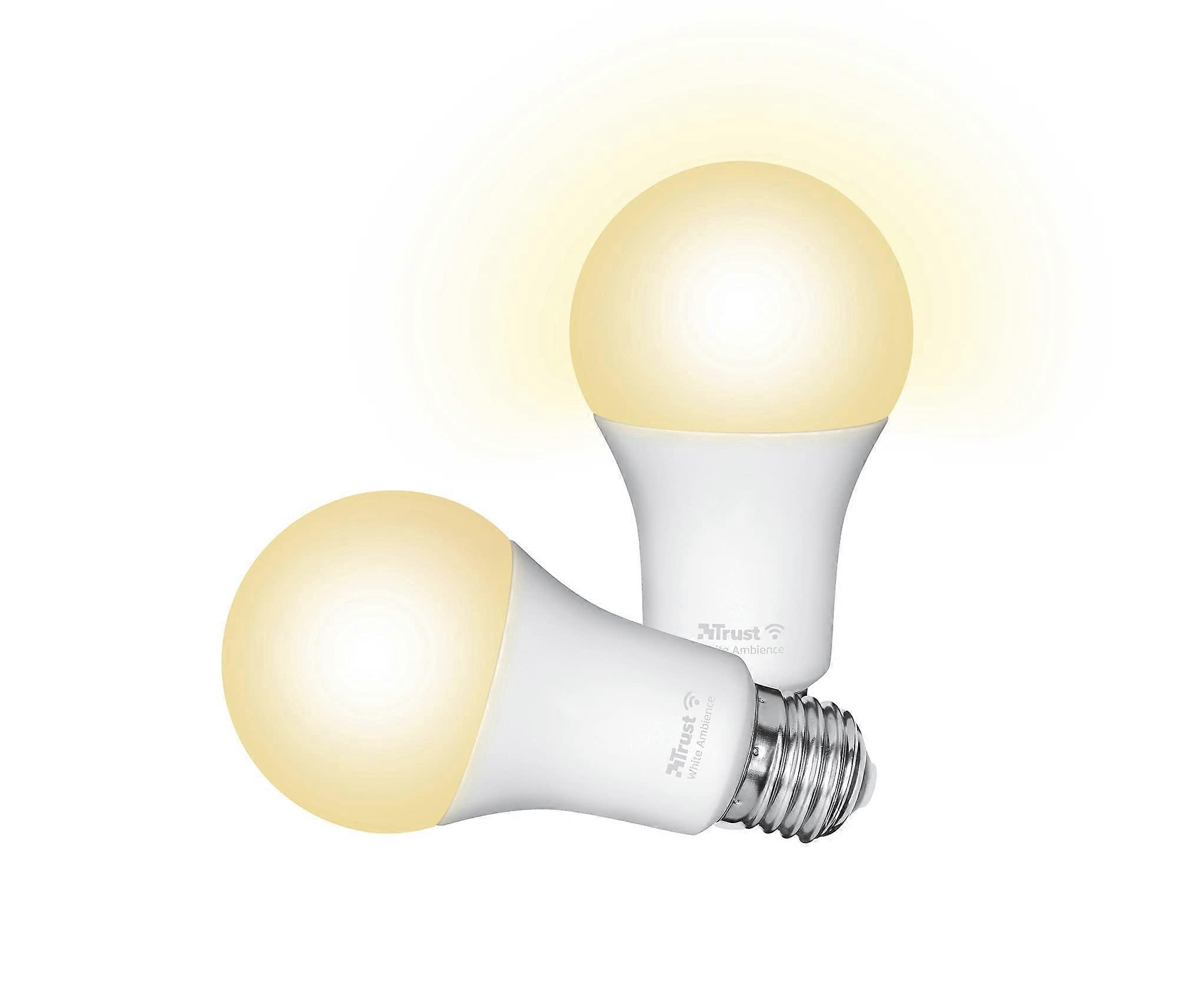WiFi E27 Smart Lamp, Dimmable E27 LED Bulb, Bulb for Alexa and Google Home, No Hub Required, 2.4GHz Bulb RGB, WiFi Lamp, White Pack of 2