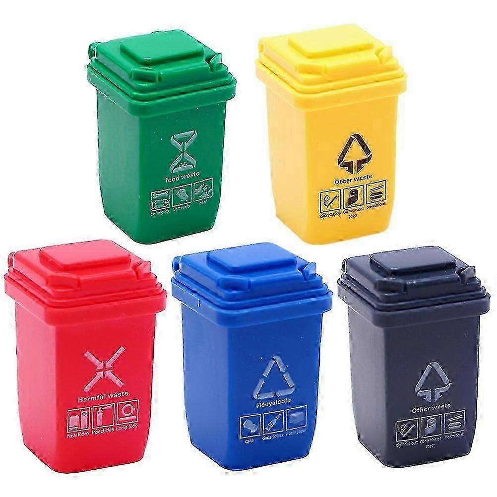 5Pcs Mini Trash Cans Miniature Garbage Cans Rubbish Bin Model Sand Table Decoration
