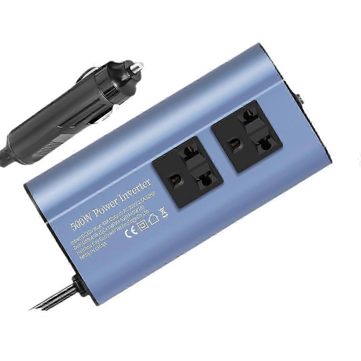 Car Inverter Converter 500W Modified Wave Inverter Portable Multi-USB Interface DC 12V to AC 220V 5As Shown SZRH