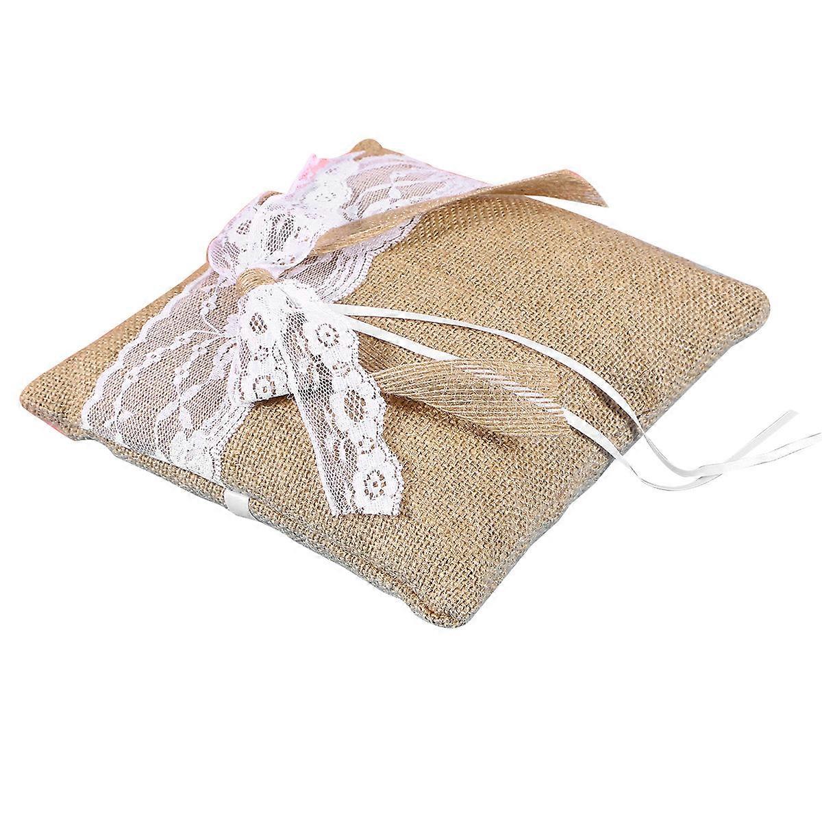 Rustic Pillow with Bowknot Burlap and Lace Material Wedding Ceremony 1Pack