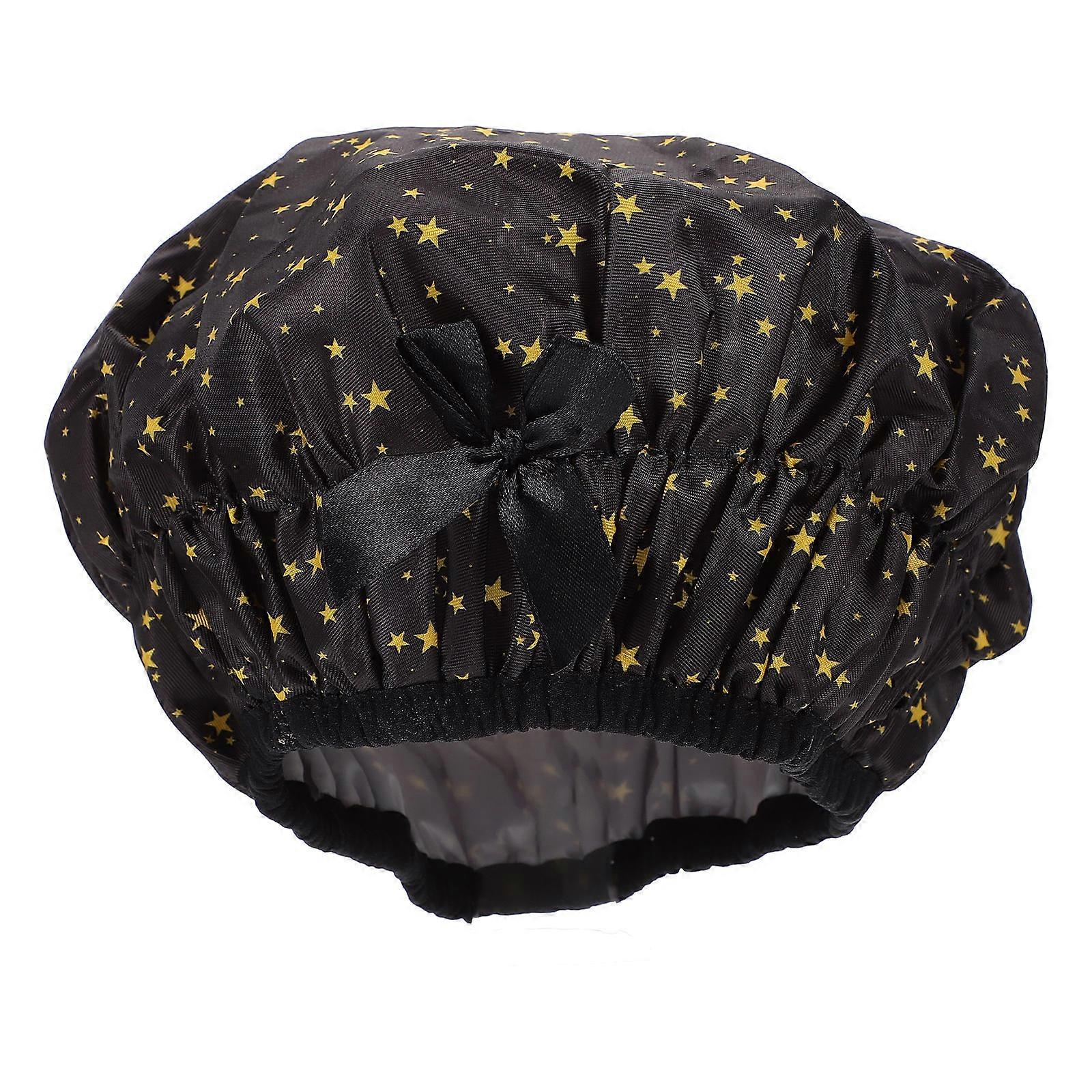 Double Bathing Cap with Bow – Reusable Shower & Sleep Hat for Women, Elastic Closure, Water & Dust Resistant Hair Wrap