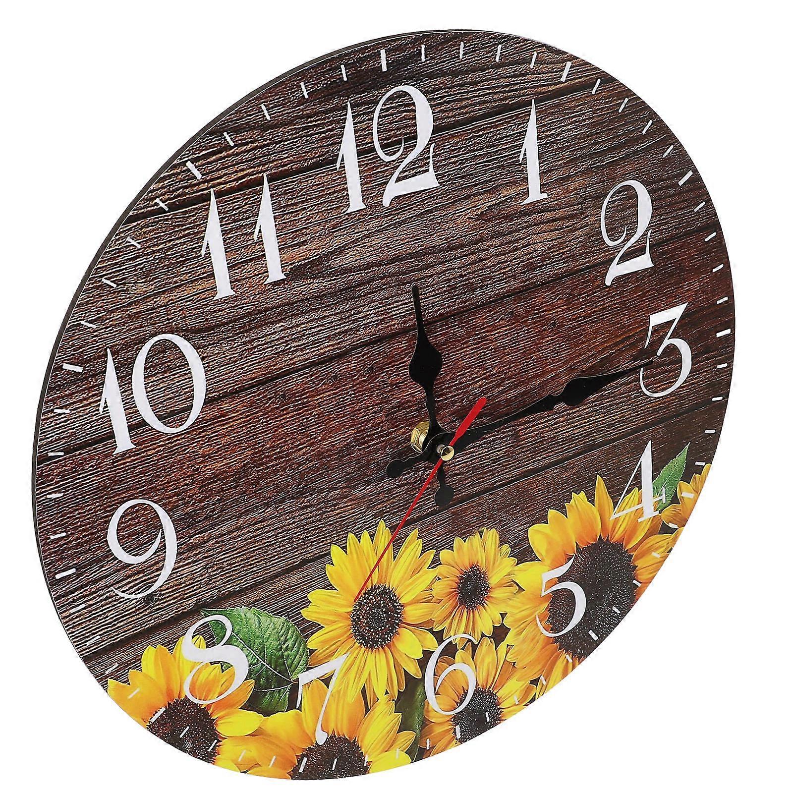 Silent Wall Clock Square Timekeeping Brown Color 1Set