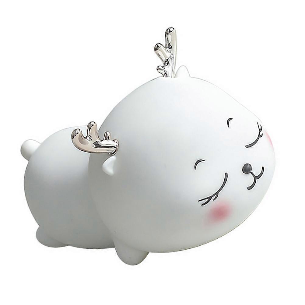 Small Bedside Lamp Deer Shape Night Light Creative Bedroom Patted Lamp White 1Pcs