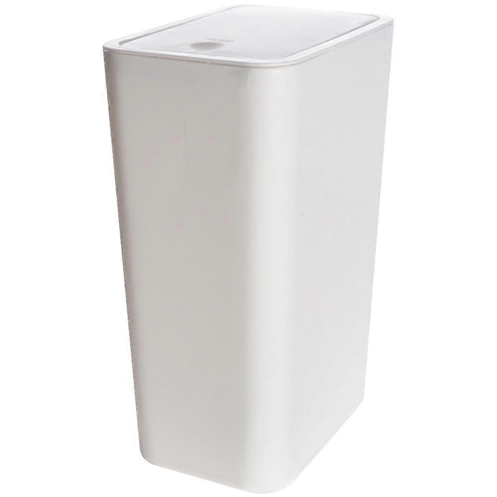 Tiny Trash Can with Lid Small Waste Storage for Bathroom White Plastic 13.0X8.7X6.1in 1Pack