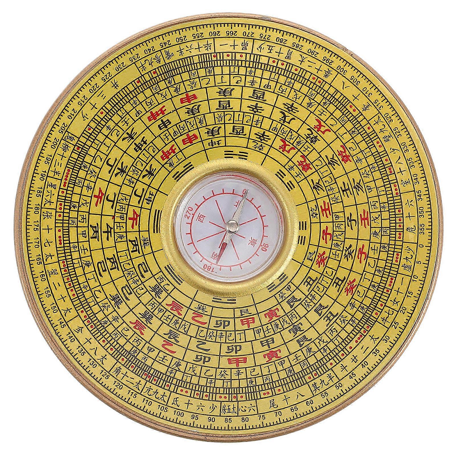 Magnetic Compass For Hiking Camping Traditional Chinese .30X10.30X1.50cm Alloy Material Round Shape 1Pcs