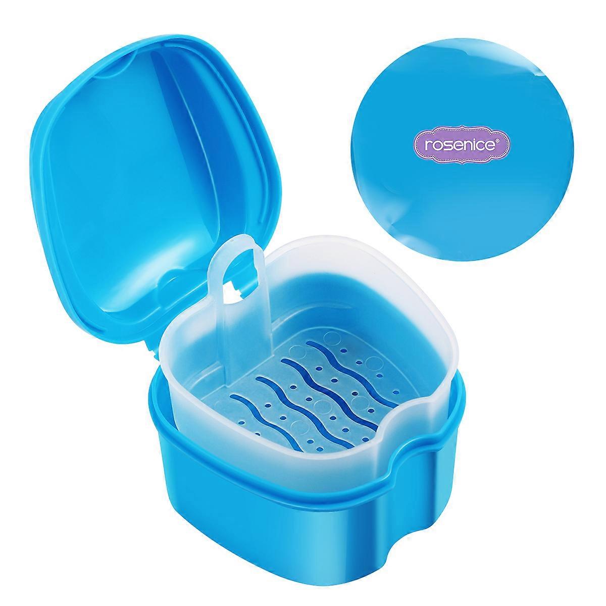 Retainer Soaking Case ROSENICE False Storage Case Box With Strainer Sky- .8X3.7X2.7in 1Pcs
