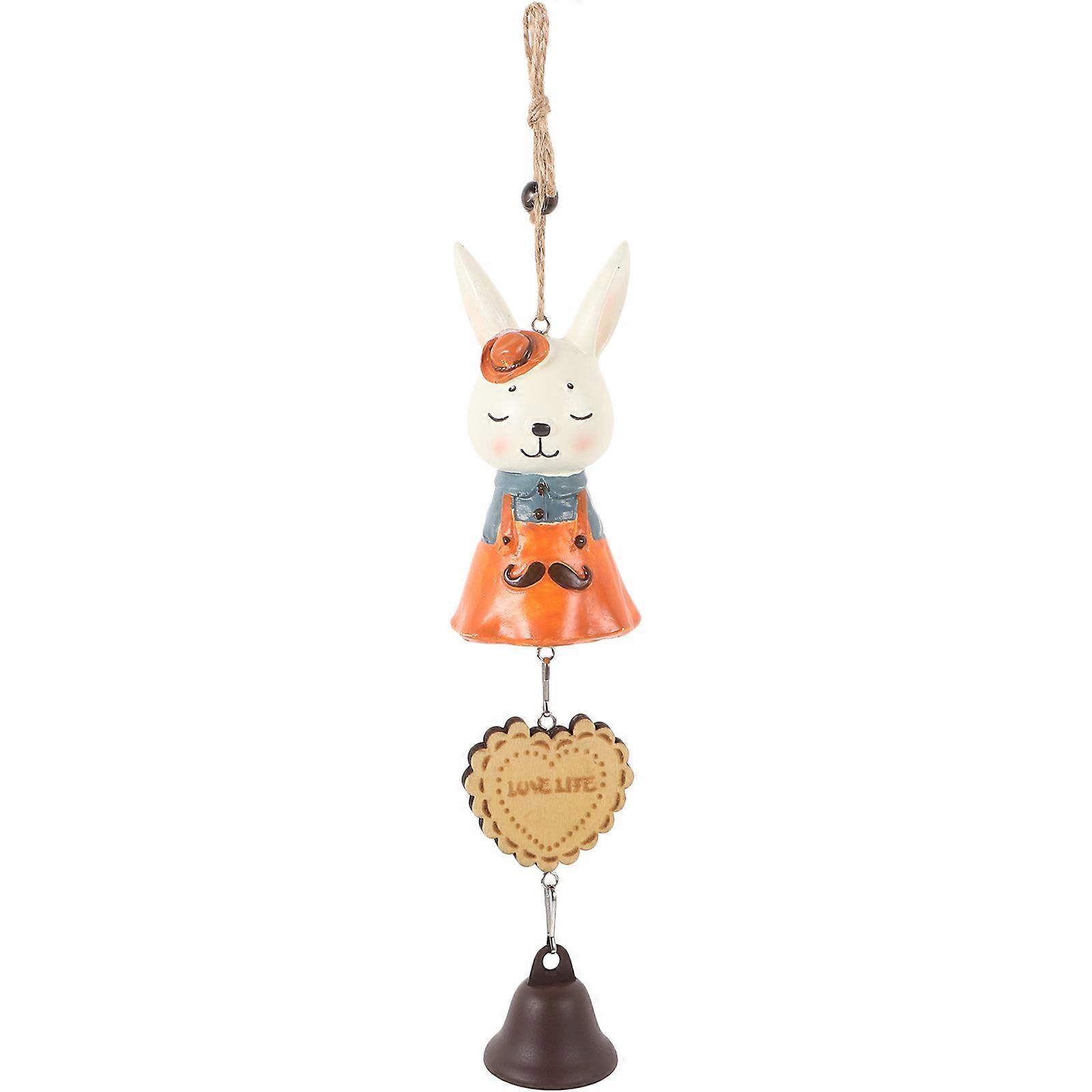 Aluminum Tube Wind Chime Rabbit Shape Soft Plastic Sound Producing Indoor Use 1Pack