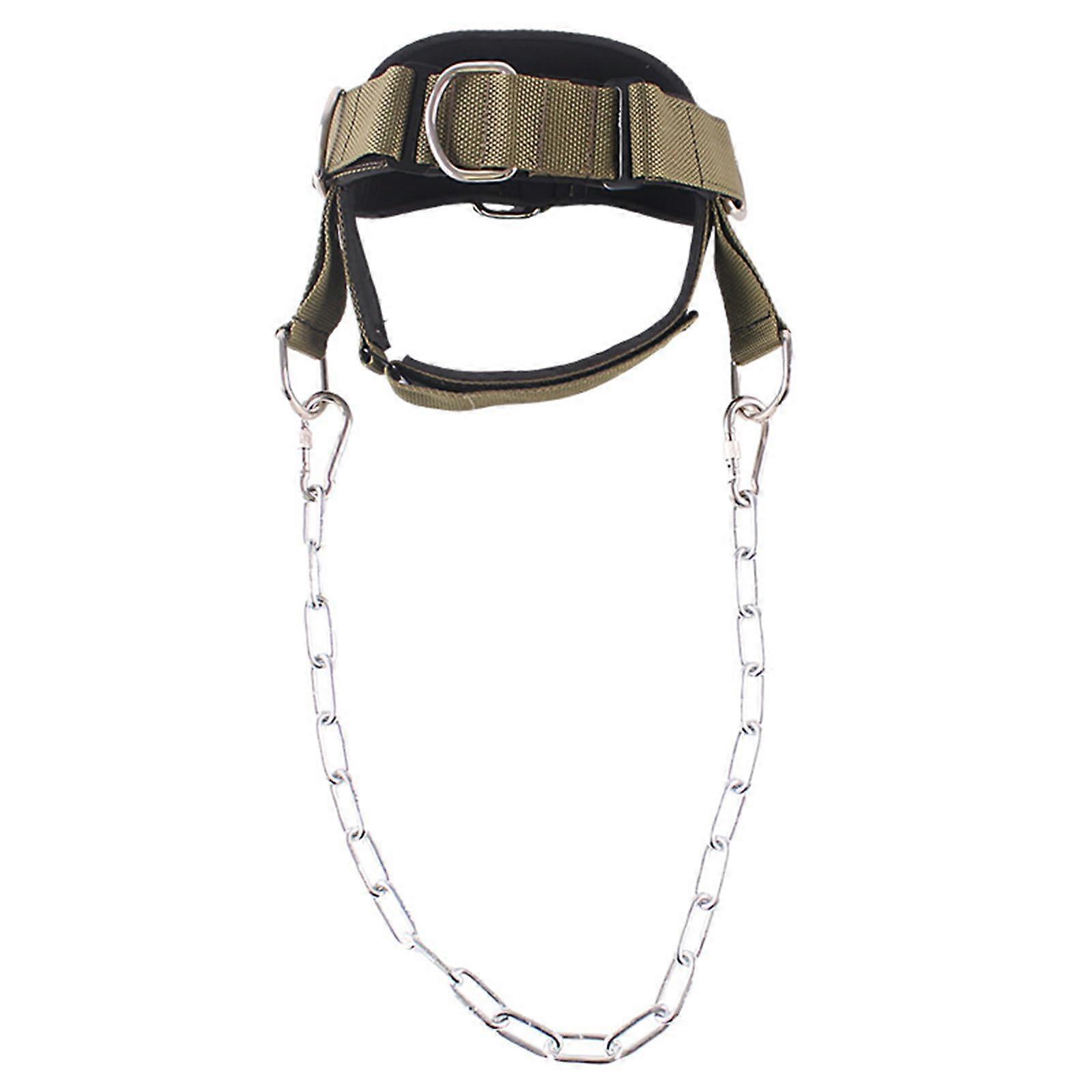 Fitness Neck Harness with Steel Chain for Weight Lifting and Strength Training, Adjustable Size, Heavy-Duty Design
