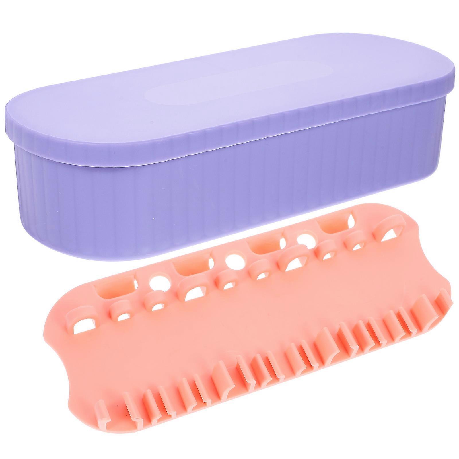 Makeup Brush Cleaner Box Portable Makeup Box Home Use Purple 22.00X9.00X5.50cm Cleaning 1Pack