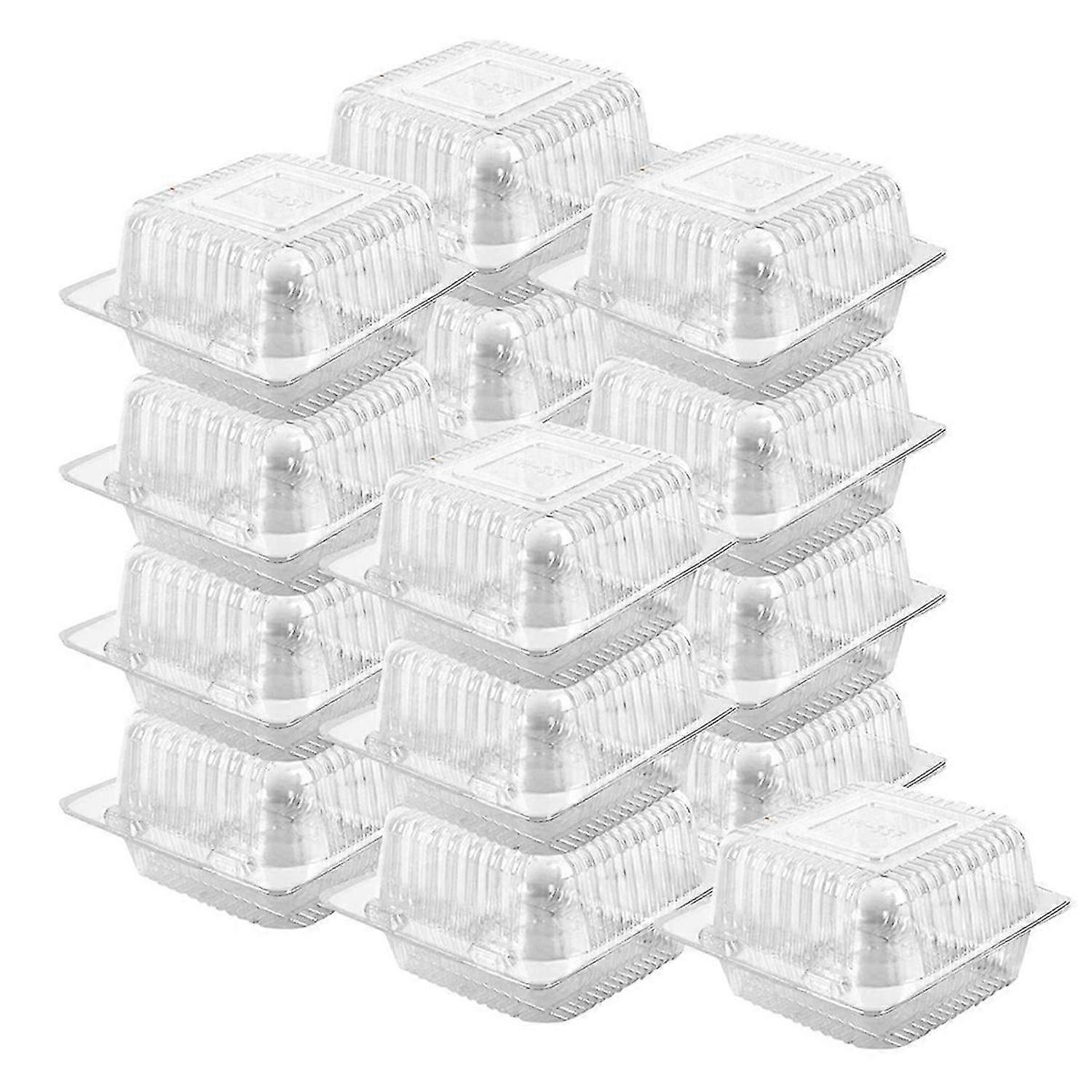 100 Count Clear Plastic Hinged Clamshell Takeout Tray Food Clamshell Containers for Dessert, Cakes,