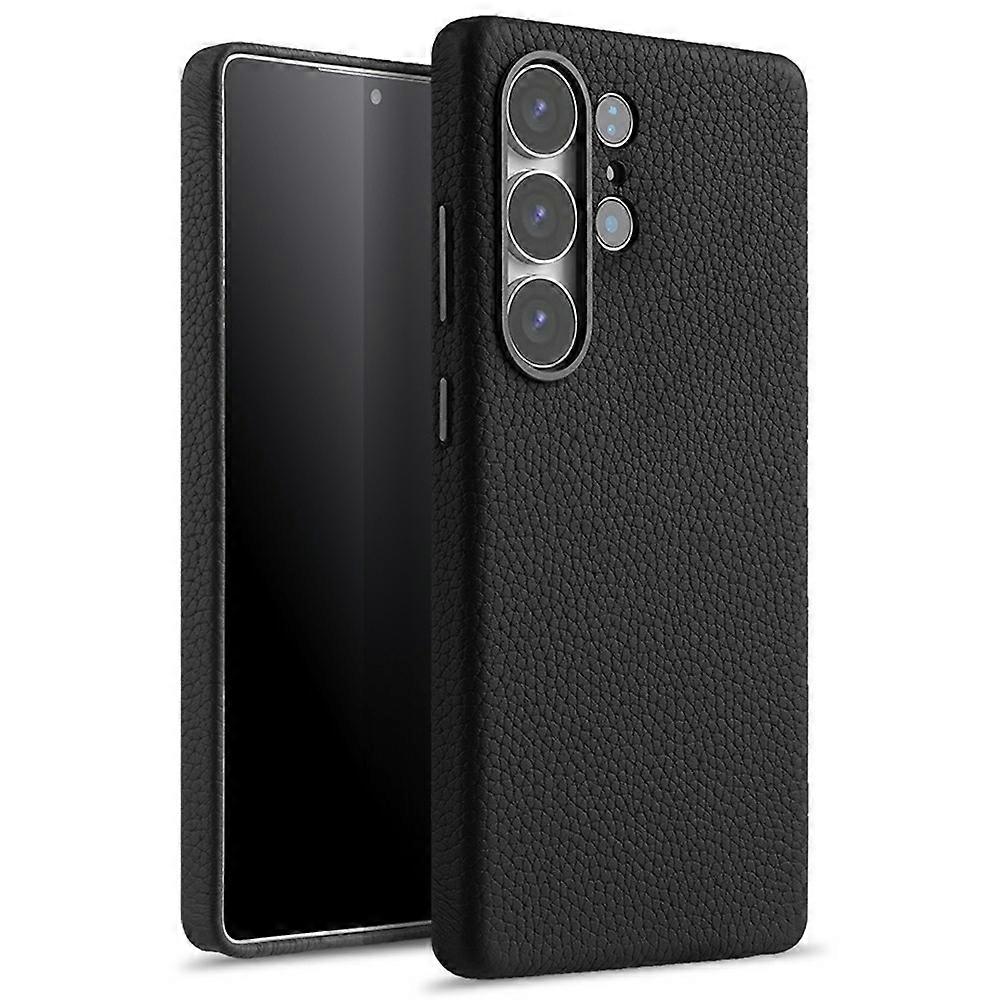 MELKCO For Samsung Galaxy S25 Ultra Magnetic Case Genuine Cow Leather PC Phone Back Cover