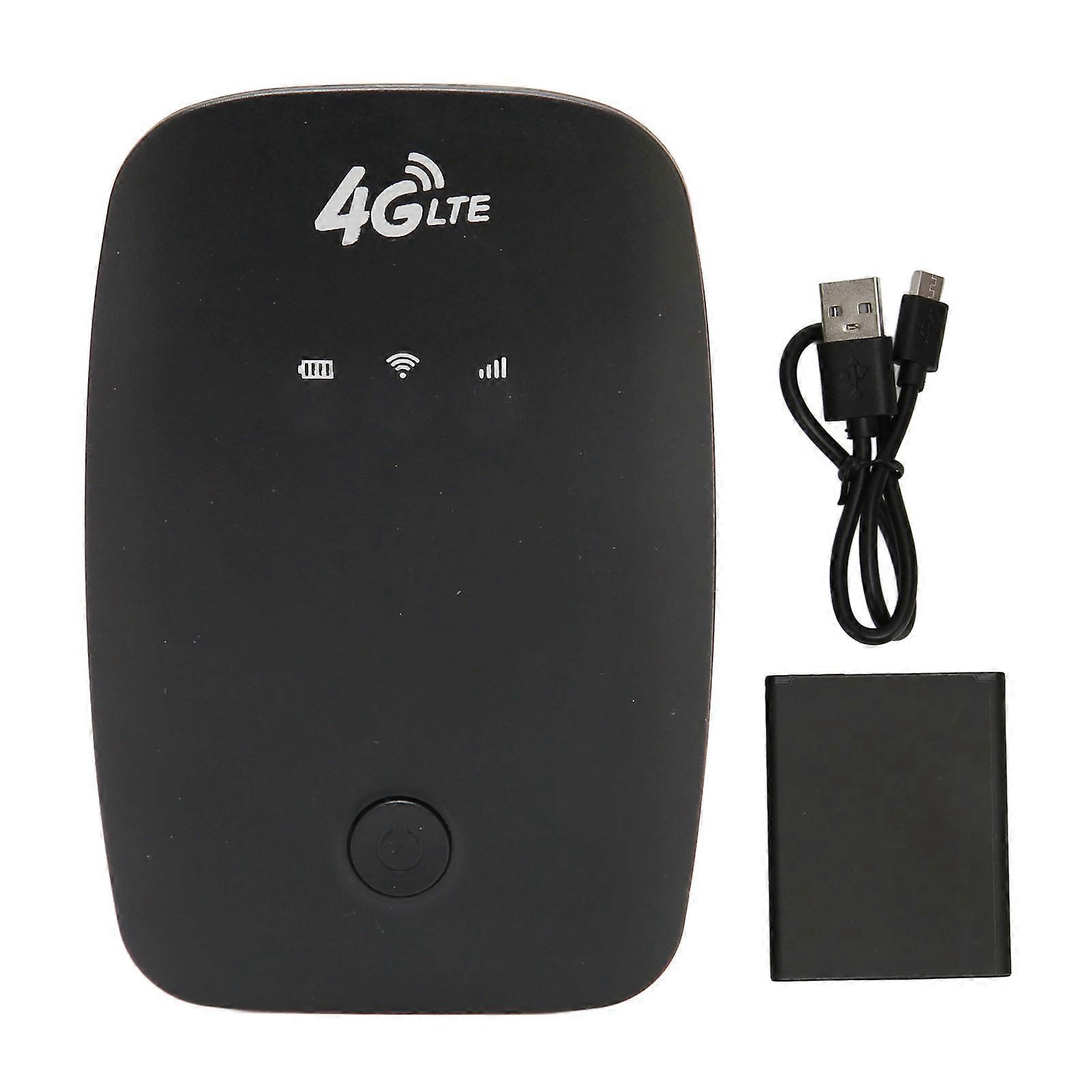 Unlocked 4G LTE Mini Mobile Wi-Fi Router, 2100mAh Battery, High Speed Portable Travel Hotspot with SIM Card Slot, Black, EU Version