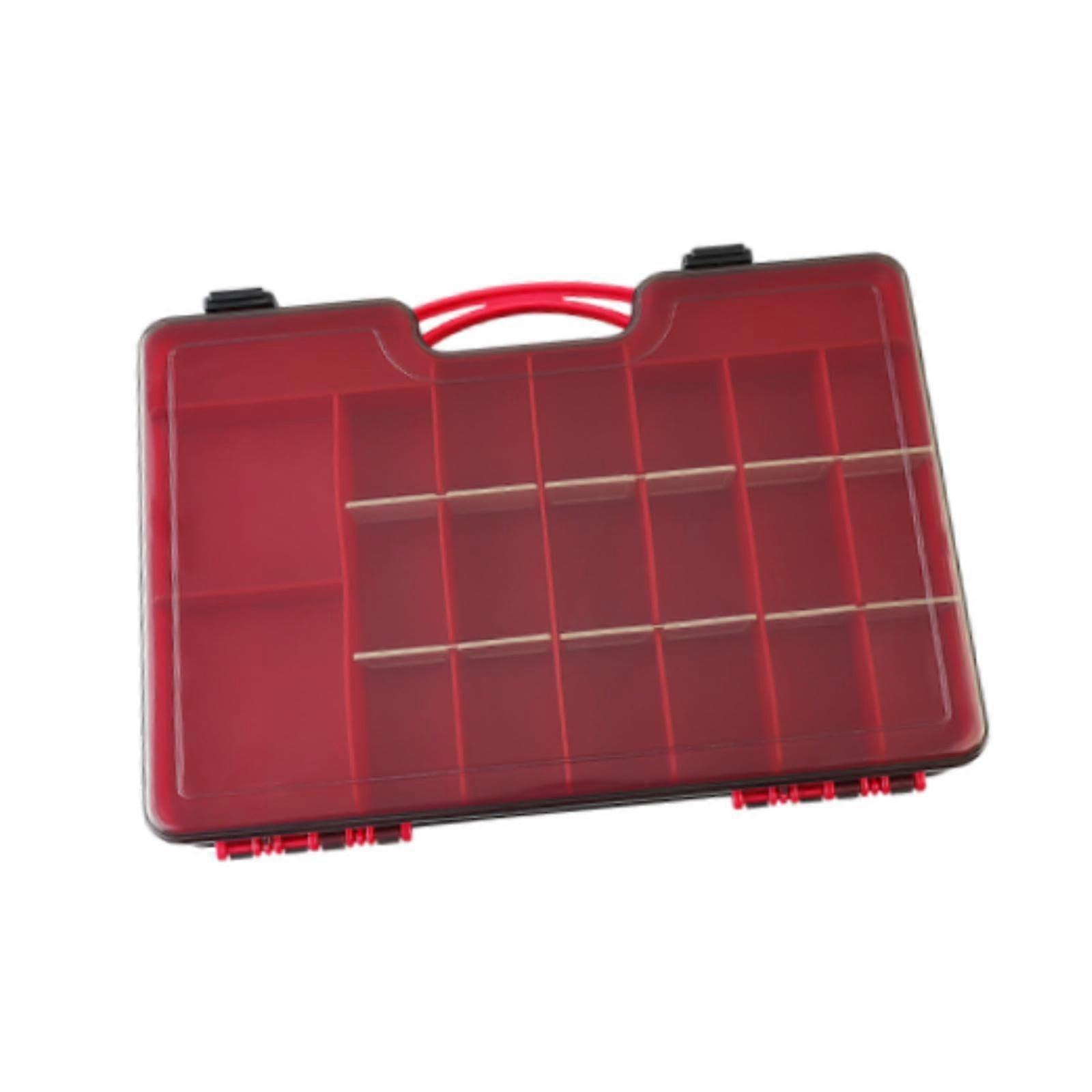 Attacker Tackle Box Container Bait Box Thickened Fishing Accessories 44 Grids with DoubleSided Handle and Removable Dividers, Red
