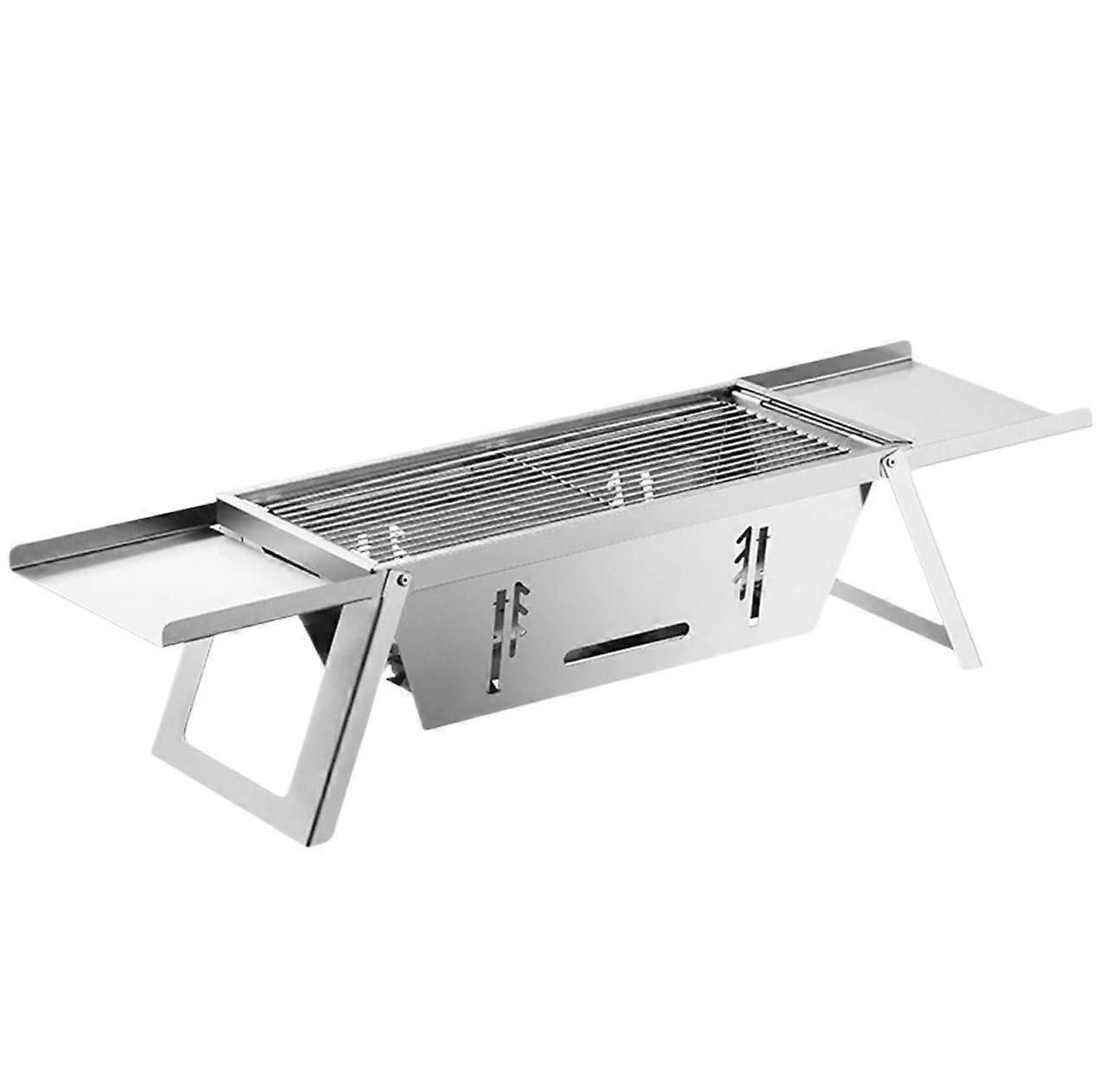 Camping Grill - Portable Folding Charcoal Grill for Outdoor Cooking, 73x21.5x17cm, Silver, Ideal for Picnic and Camping