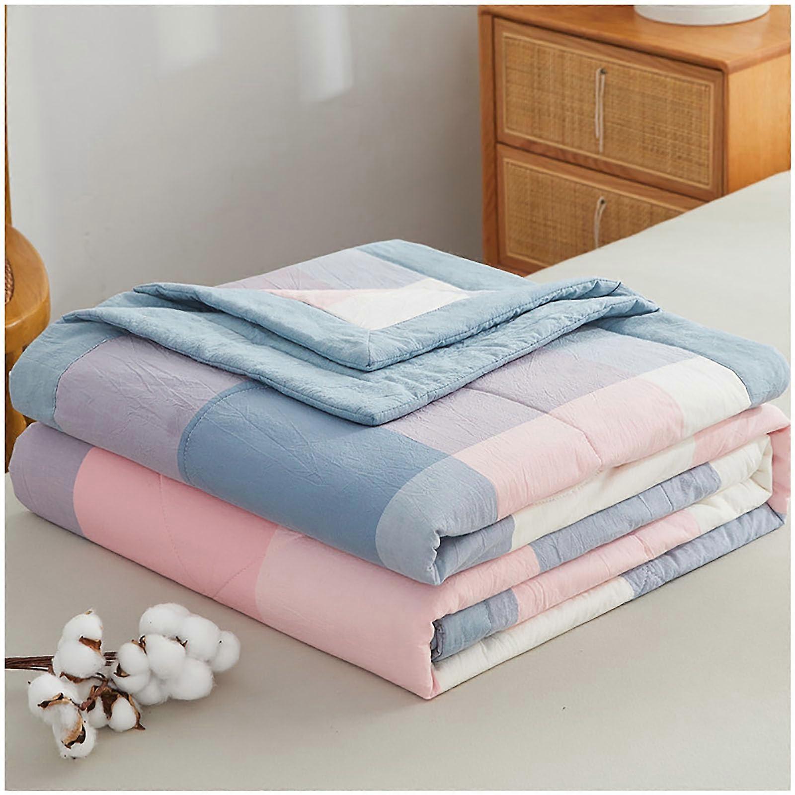 Summer Duvet Quilt 100% Cotton Lightweight Breathable Anti-Allergic Double Face Machine Washable 150x200cm L