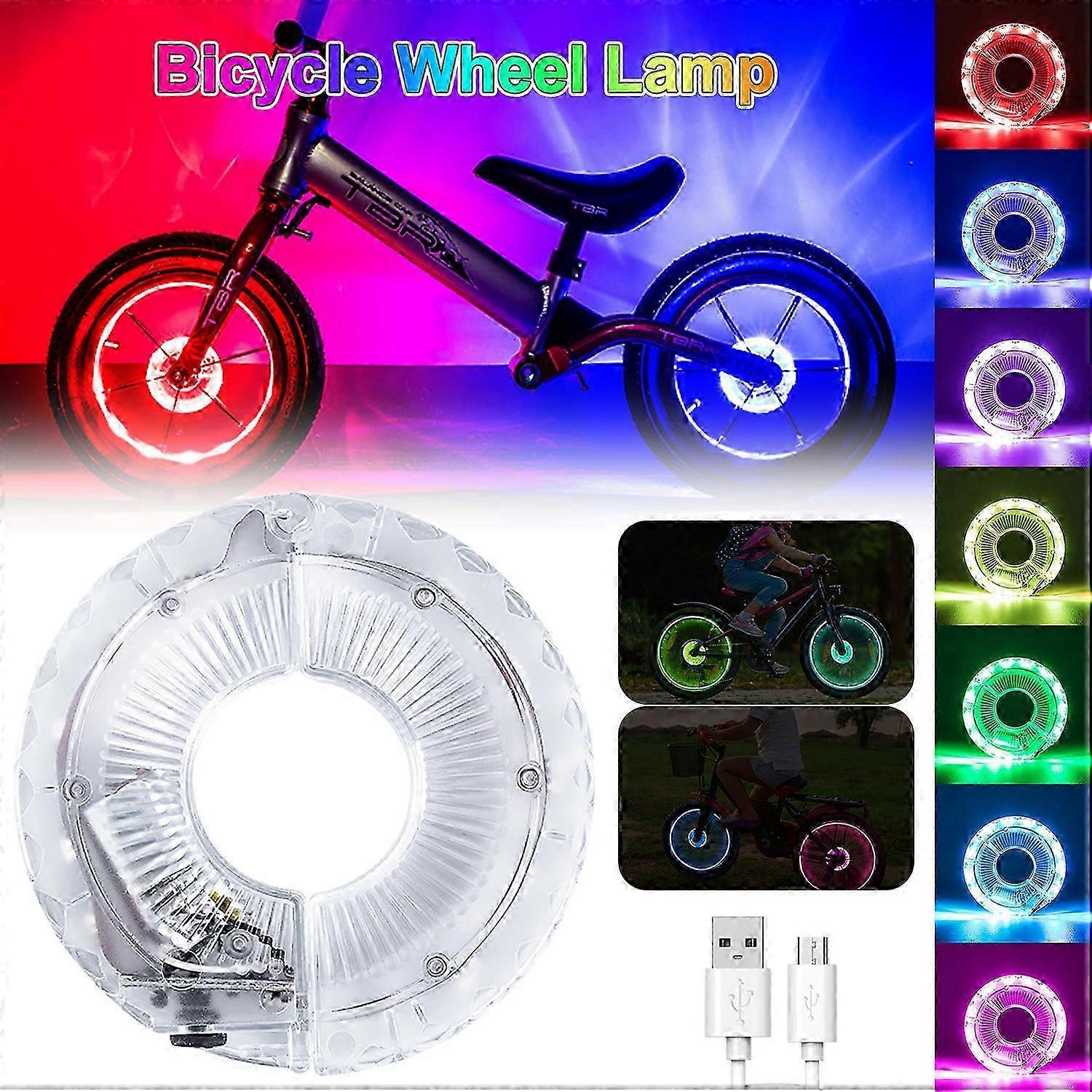 7 Color Options with 18 Lighting Modes for Bicycle Wheel Spoke Lights, USB Rechargeable LED Balance Hub Light for Enhanced Cycling Safety an