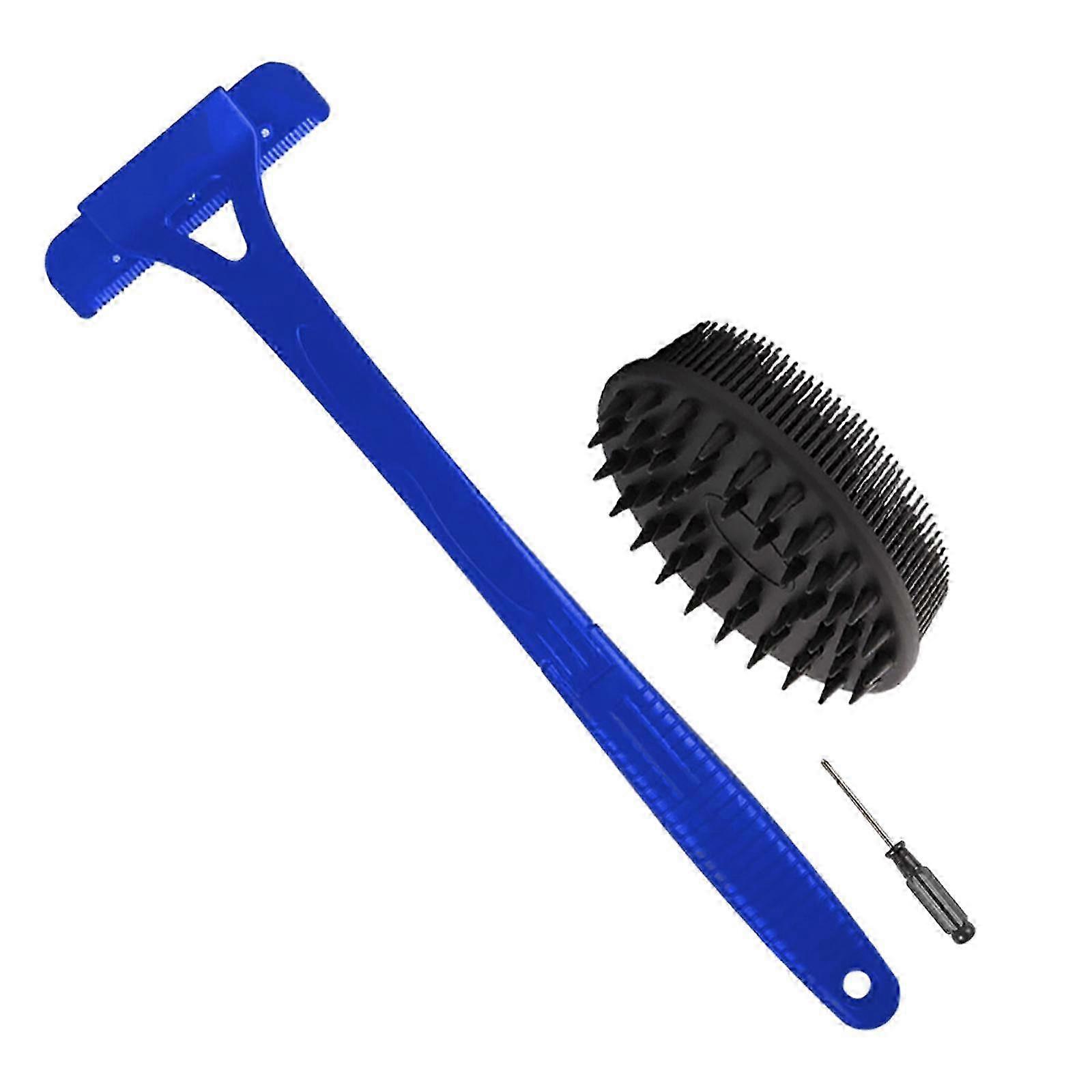 Men's Back Hair Removal Tool for Wet or Dry Shaving, DIY Back Shaving Solution in Blue Color