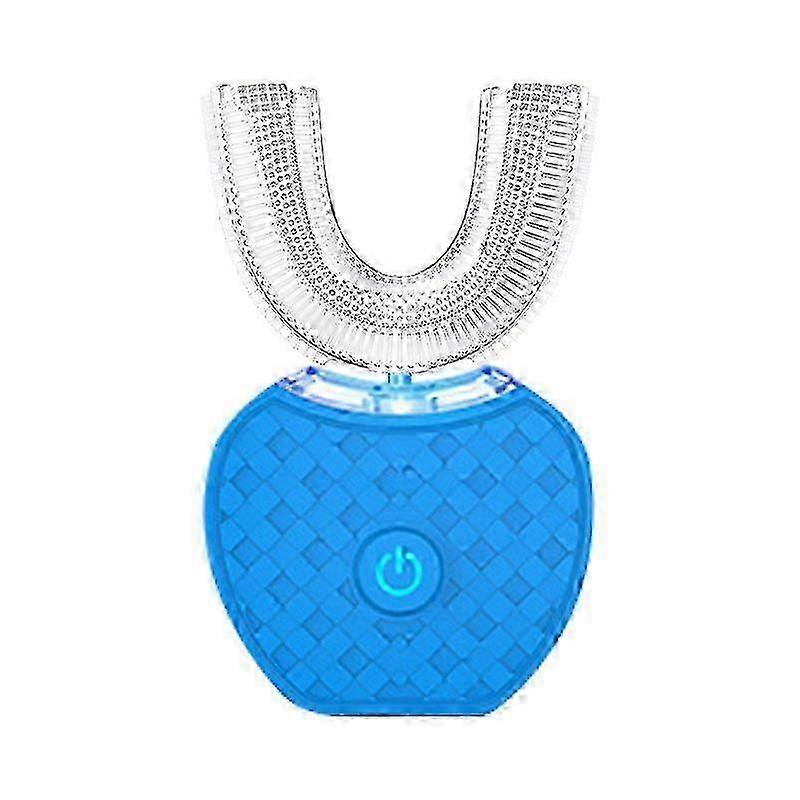 Electric Toothbrush automatic Toothbrush u-shape Sonic Toothbrush Teeth Kit With Replacement Brush  blue