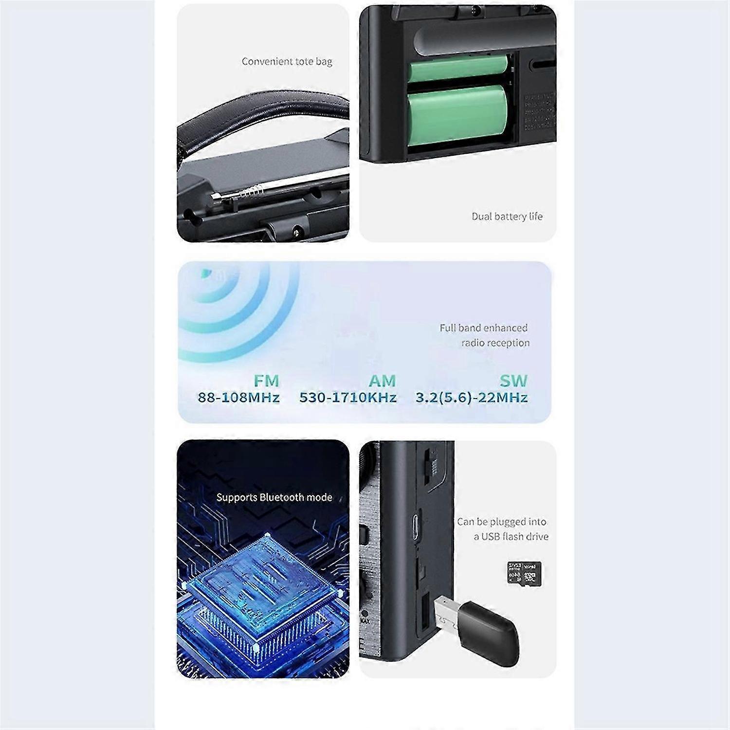 Portable AM FM SW Radio with Flashlight & BT Speaker Emergency Radio for Outdoor Camping and Emergen