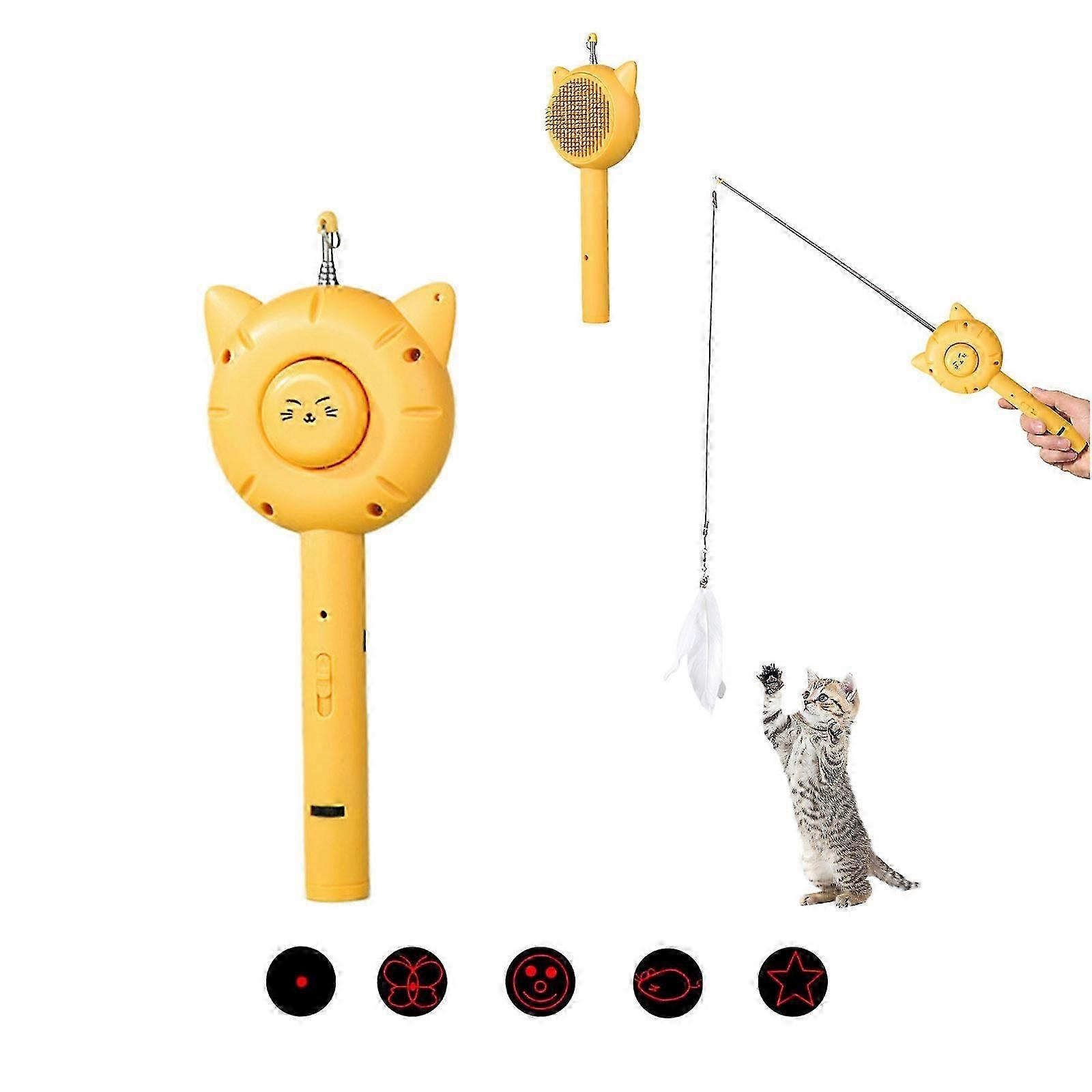 New 5 In 1 Cuddles And Meow Cat Comb Brush With Release Button Pet Hair Cleaner Brush For Cats And Dogs